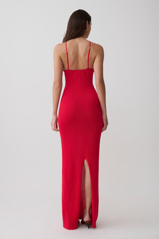 Vestido largo cruzado - Rojo