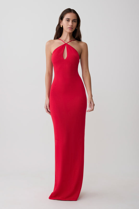 Vestido largo cruzado - Rojo